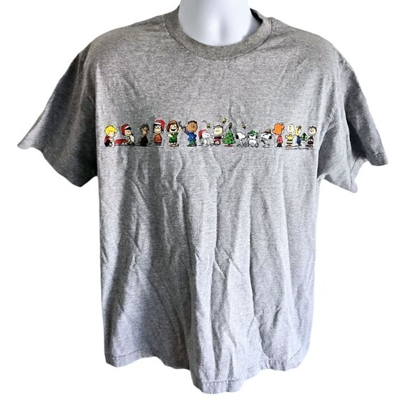 Peanuts By Jim Schulz Vintage Gray T-Shirt Christmas Charlie Brown Size Large - Picture 1 of 10
